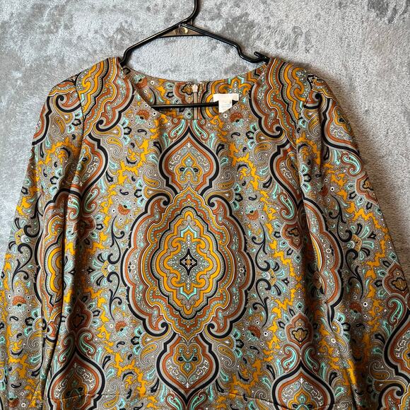 J. Crew Vintage Inspired Mod Boho Psychedelic Paisley Shift Dress Silk Size 4 - Picture 2 of 9